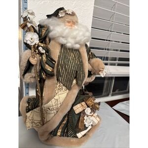 Vintage Green and Gold Santa Clause 16"